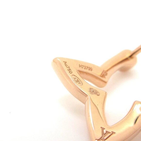 Auth LOUIS VUITTON Hoop Earrings Ombre Blossom Q06968 18K Rose Gold Diamond - Picture 4 of 8